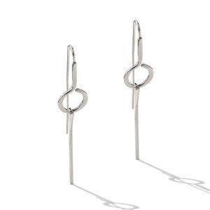 Circle with Bar LONG FRENCH WIRE EARRINGS e10057